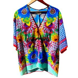 ANTHROPOLOGIE DREAM DAILY TOP Magnolia Floral Sheer Sz XS Excellent Condition